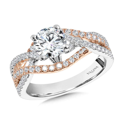 Two-Tone Crisscross & Split Shank Diamond Engagement Ring R2295WP-SR