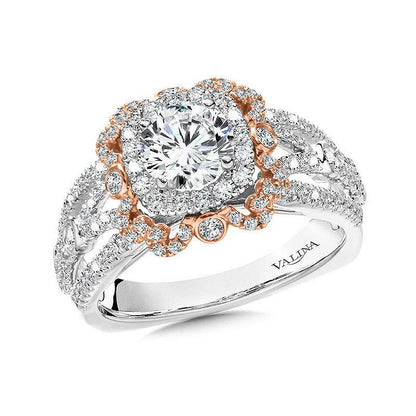 Valina Two Tone Double Halo Diamond Engagement Ring R1061WP
