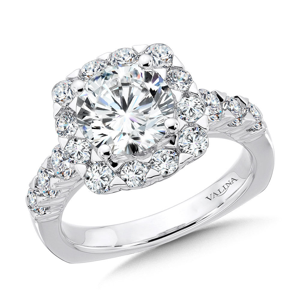 Valina Unique Cushion-Shaped Halo Diamond Engagement Ring R1082W