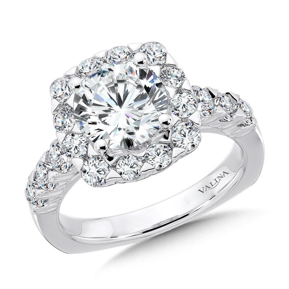 Valina Unique Cushion-Shaped Halo Diamond Engagement Ring R1082W