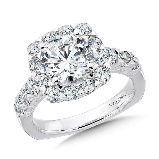 Valina Unique Cushion-Shaped Halo Diamond Engagement Ring R1082W