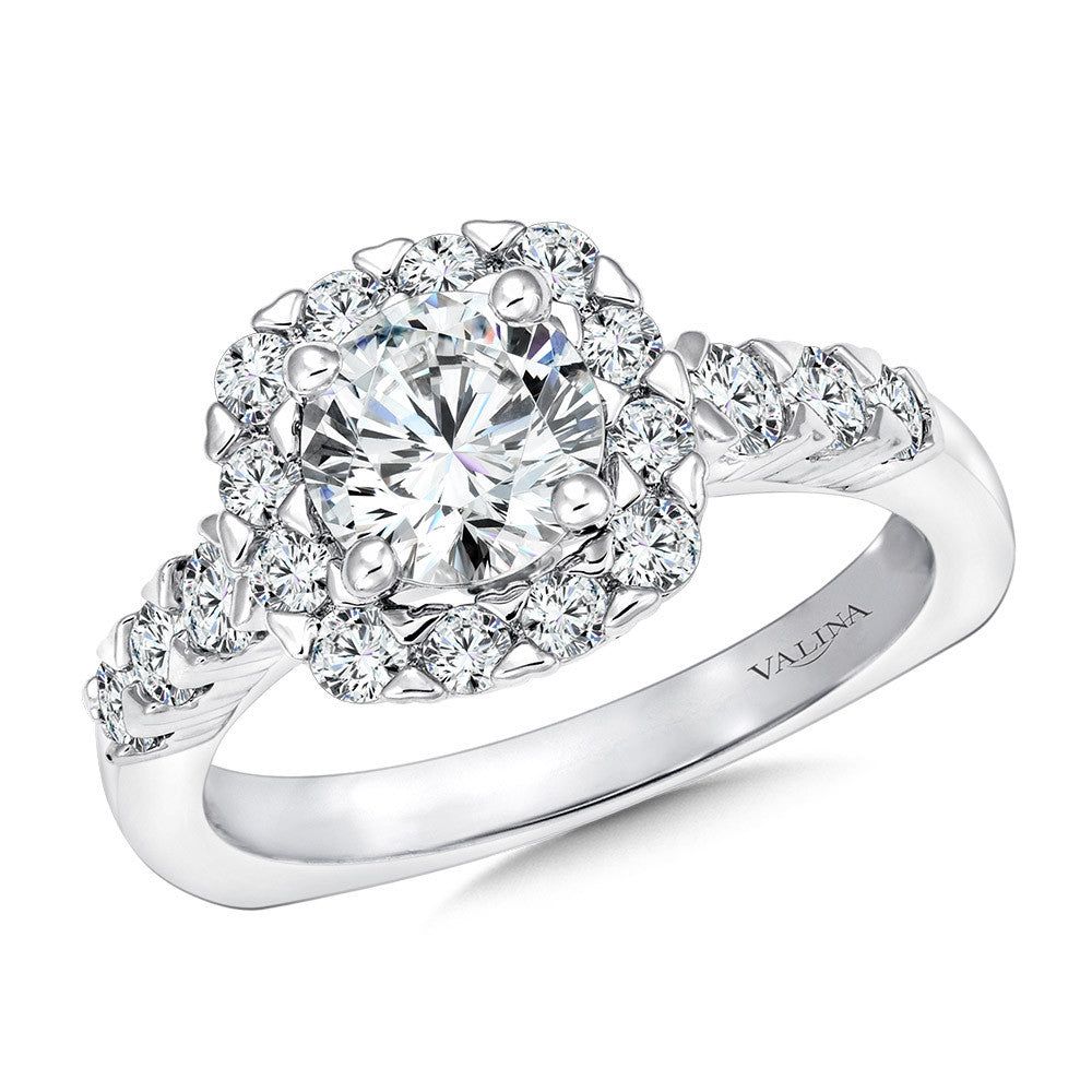 Valina Unique Cushion-Shaped Halo Diamond Engagement Ring R1083W