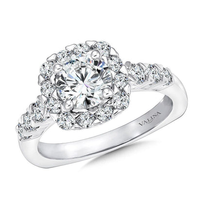 Valina Unique Cushion-Shaped Halo Diamond Engagement Ring R1083W