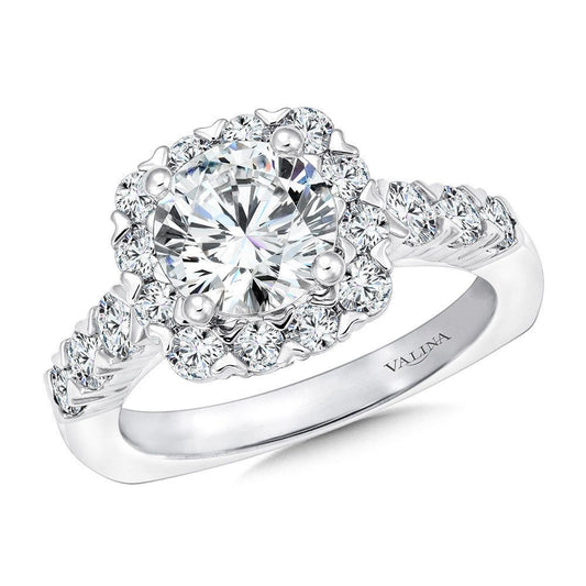 Valina Unique Cushion-Shaped Halo Diamond Engagement Ring R1084W