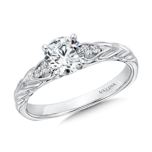 Vintage Chevron Diamond Engagement Ring R1073W