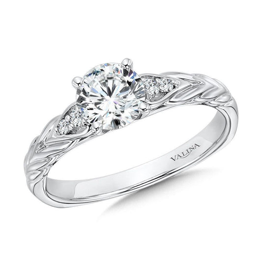Valina Vintage Chevron Diamond Engagement Ring R1073W