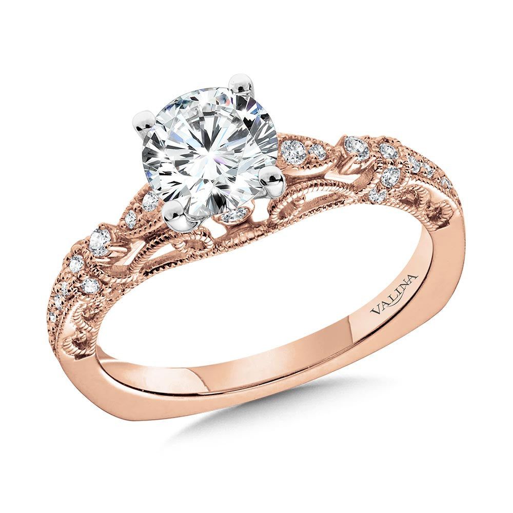 Valina Vintage Milgrain & Filigree Accented Diamond Engagement Ring R1165P