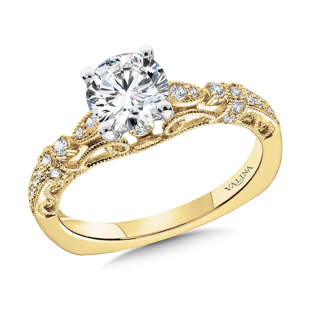 Valina Vintage Milgrain & Filigree Accented Diamond Engagement Ring R1165Y