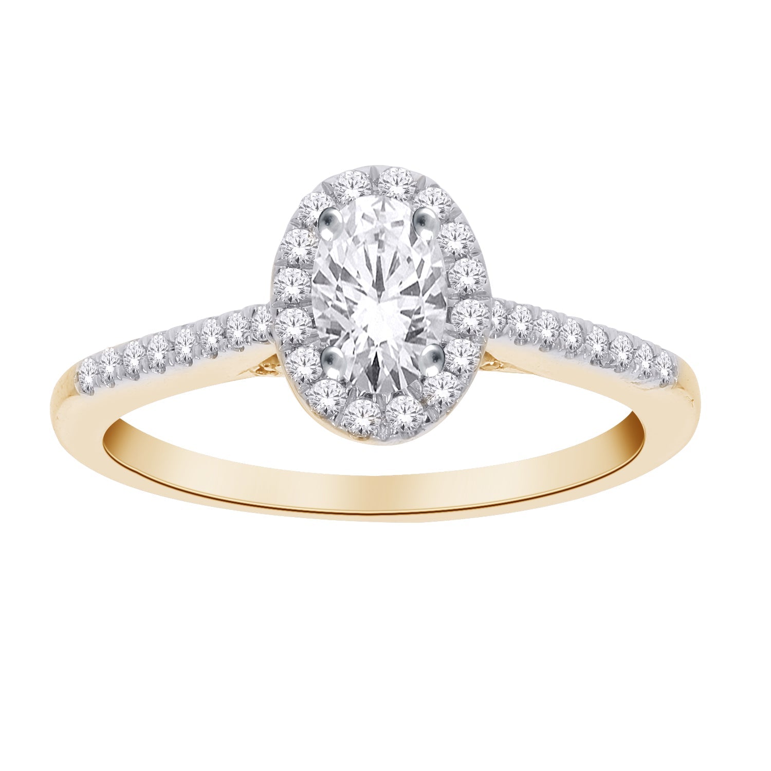 14K YELLOW GOLD OVAL ENGAGEMENT RING.